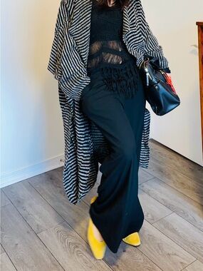 Cool striped Moroccan drape coat